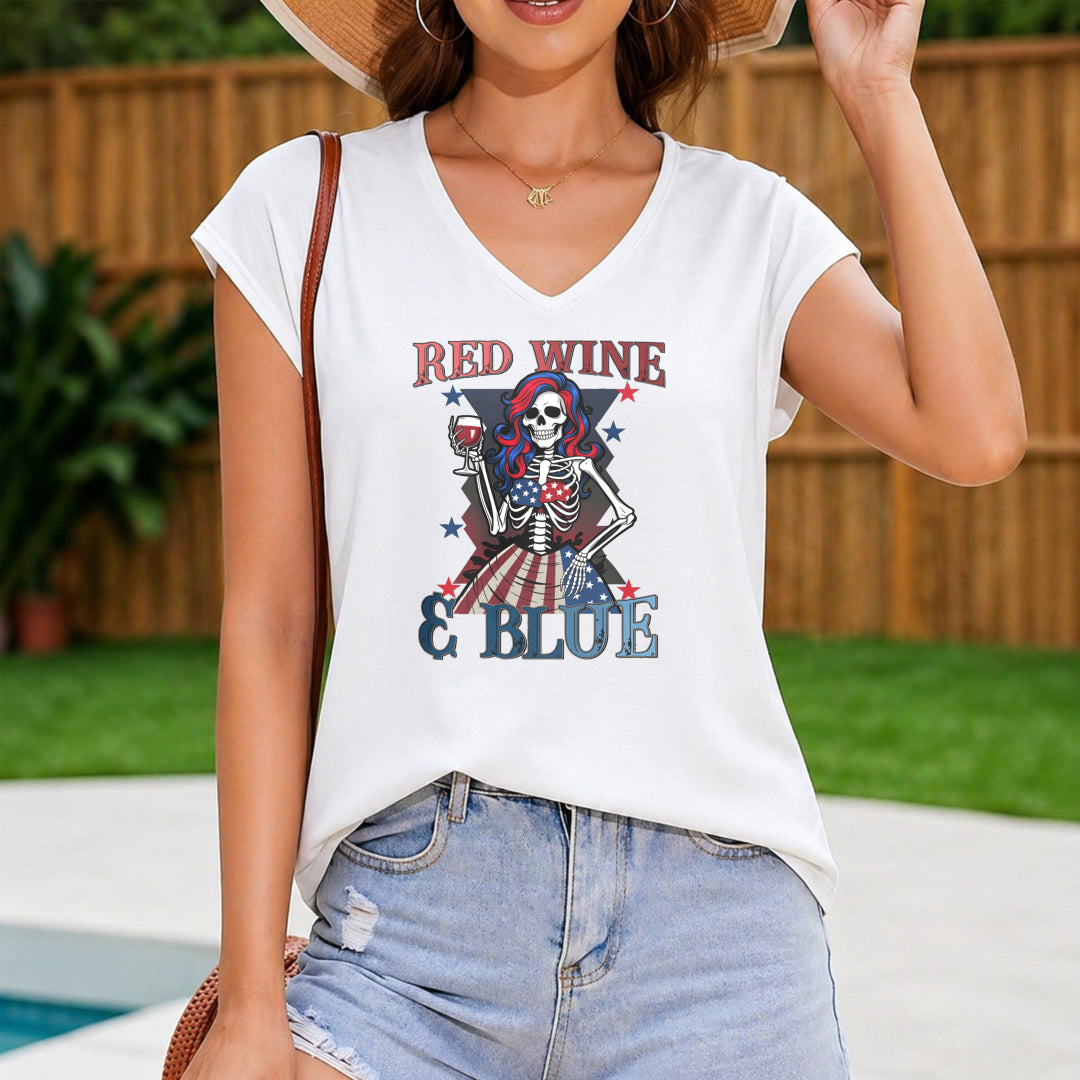 RED WINE & BLUE Women's Color Cotton Tank Top in White