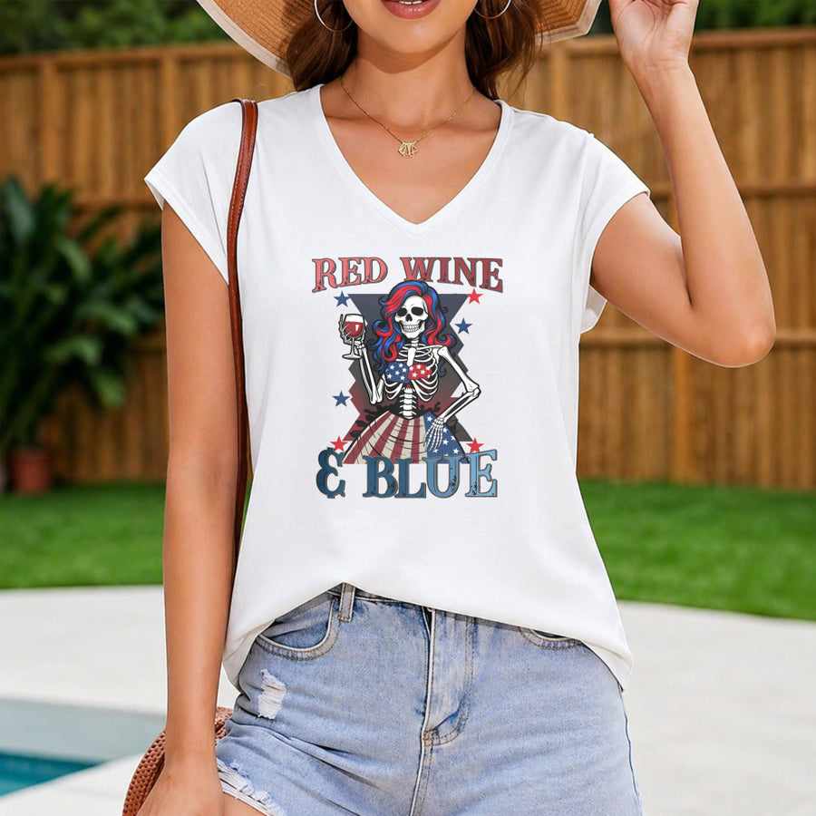 RED WINE & BLUE Women's Color Cotton Tank Top in White