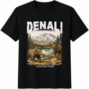 Denali National Park Cotton T-Shirt in Black