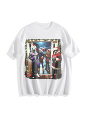 Retro Christmas Horror Movies Cotton T-Shirt in White