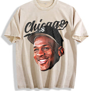 MJ Baseball Days 90's Style Retro vintage washed oversized T-shirt in Beige