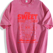 Retro Stay Sweet Mascot 90s Vintage Washed T-Shirt in Red