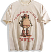 The Only Squat I'm Doin' Is Diddly Vintage Washed T-Shirt in Beige