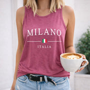 Milano Italia Women's Color Cotton Tank Top in Red