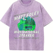 Chris Farley Hilarious Matt Foley Quotes and More Classic Vintage Washed T-Shirt in Purple