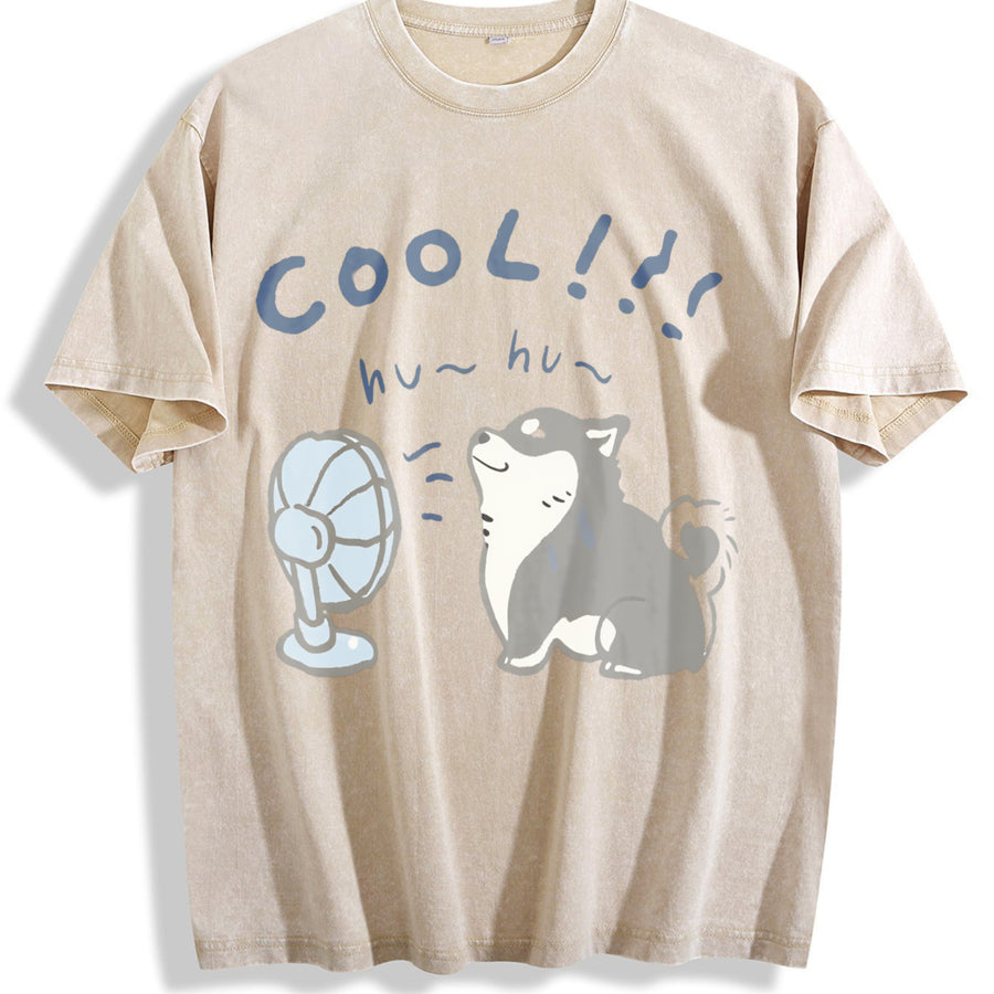 1 Pcs Heavy Adorable Vintage Washed T-Shirt in Beige