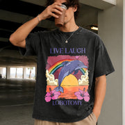 Live Laugh Lobotomy Vintage Washed T-Shirt in Black