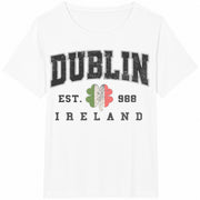 Dublin Ireland Flag Cotton T-Shirt in White