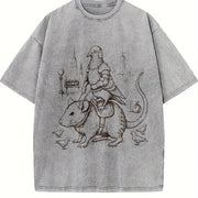 Youth Pigeon Knight Rat Mount: Kids NYC Rat Rider Vintage Washed T-Shirt in Gray