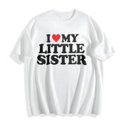 Made in USA I Love My Little Sister Cotton T-Shirt in White
