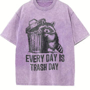 Raccoon Every Day Is Trash Day 90's Vintage Washed T-Shirt in Purple