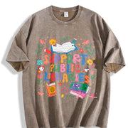 Support Public Libraries Vintage Washed T-Shirt in Brown