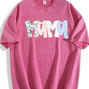 Floral Preppy Mama Mom Vintage Washed T-Shirt in Red
