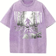 Raccoon Selfie with Sasquatch Bigfoot vintage washed oversized T-shirt in Purple