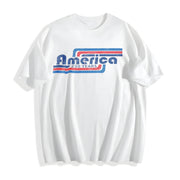 America 250 Years Baby Retro Stripes Patriotic Micro Rib Cotton T-Shirt in White