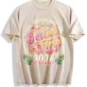 Besties Trip 2026 Vintage Washed T-Shirt in Beige