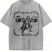 Thou Shalt Not Skip Leg Day Vintage Washed T-Shirt in Gray