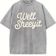 Well Sheeyit Vulgar Crude Humor vintage washed oversized T-shirt in Gray