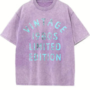 1980s 1980 Theme Classic for Ladies Cute Ladies Novelty Vintage Washed T-Shirt in Purple
