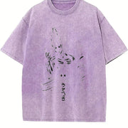 Retro Heavy Limited Gon Hunter X Hunter Anime Manga vintage washed oversized T-shirt in Purple