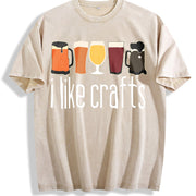 I Like Craft Beer Lover Vintage Washed T-Shirt in Beige