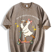 Off to Regulate Emotions Vintage Washed T-Shirt in Brown
