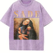 Sade Portrait Vintage Washed T-Shirt in Purple