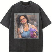 Glam Doll with a Shaker Bottle Vintage Washed T-Shirt in Black