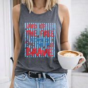 Land of the Free Because of the Brave Women's Color Cotton Tank Top in Gray