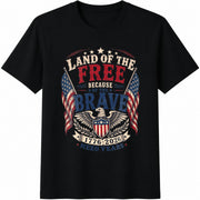 Land of the Free Because of the Brave 1776-2026 Cotton T-Shirt in Black
