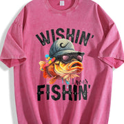 Fishing Tank Outdoor Fisher Workout Vintage Washed T-Shirt in Red