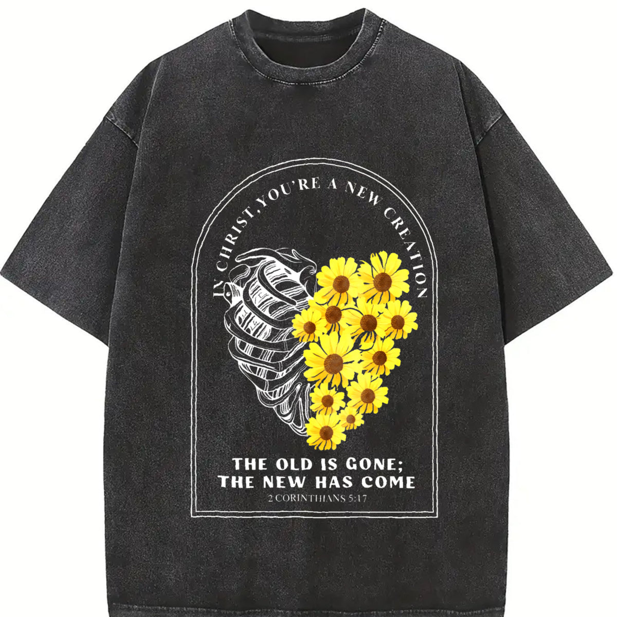IN Christ, You're a NEW Creation Vintage Washed T-Shirt in Black