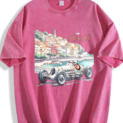 Monaco 1937 Racer Race Car Retro Vintage Washed T-Shirt in Red