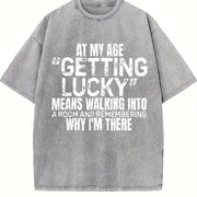 Sports Short-Sleeved and Stylish Letter vintage washed oversized T-shirt in Gray