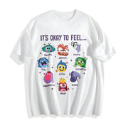 Insidee Out It's Okay to Feel All the Feels Cotton T-Shirt in White
