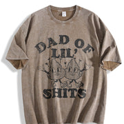 Dad of LIL Shits Sarcastic Fathers Day for Classic Dad Vintage Washed T-Shirt in Brown