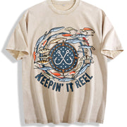Keepin' It Reel Fish Vintage Washed T-Shirt in Beige