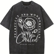Religious Fearfully and Wonderfully Made Vintage Washed T-Shirt in Black