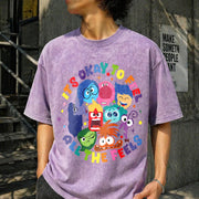 It's Okay to Feel All the Feels Vintage Washed T-Shirt in Purple