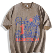 Psalm 1 Blessed Is the Man Christian Faith Tree Nature Vintage Washed T-Shirt in Brown