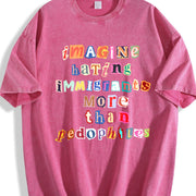 ✊🏾 Anti ICE Magazine Letters Vintage Washed T-Shirt in Red