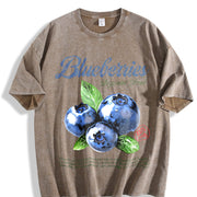 Retro Blueberries Commercial Vintage Washed T-Shirt in Brown