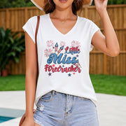 Little Miss Firecracker Women's Color Cotton Tank Top in White