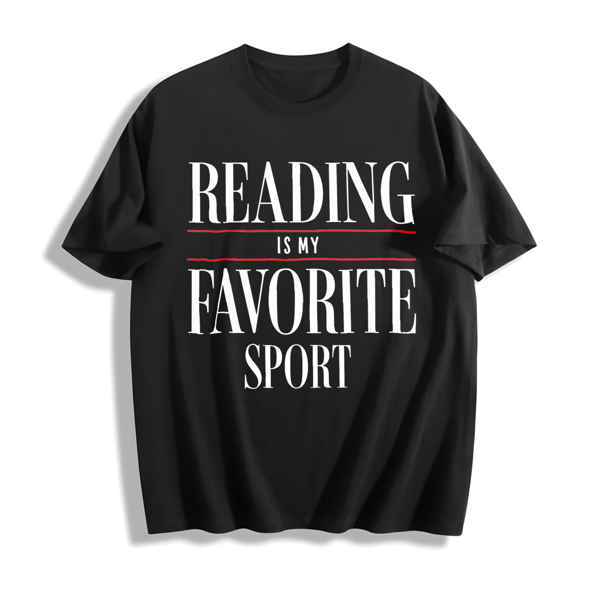 Reading Is My Favorite Sport Cotton T-Shirt in Black