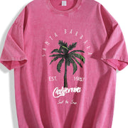 Santa Barbara California Palm Tree vintage washed oversized T-shirt in Red