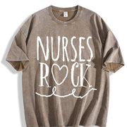 Nurses Rock Vintage Washed T-Shirt in Brown