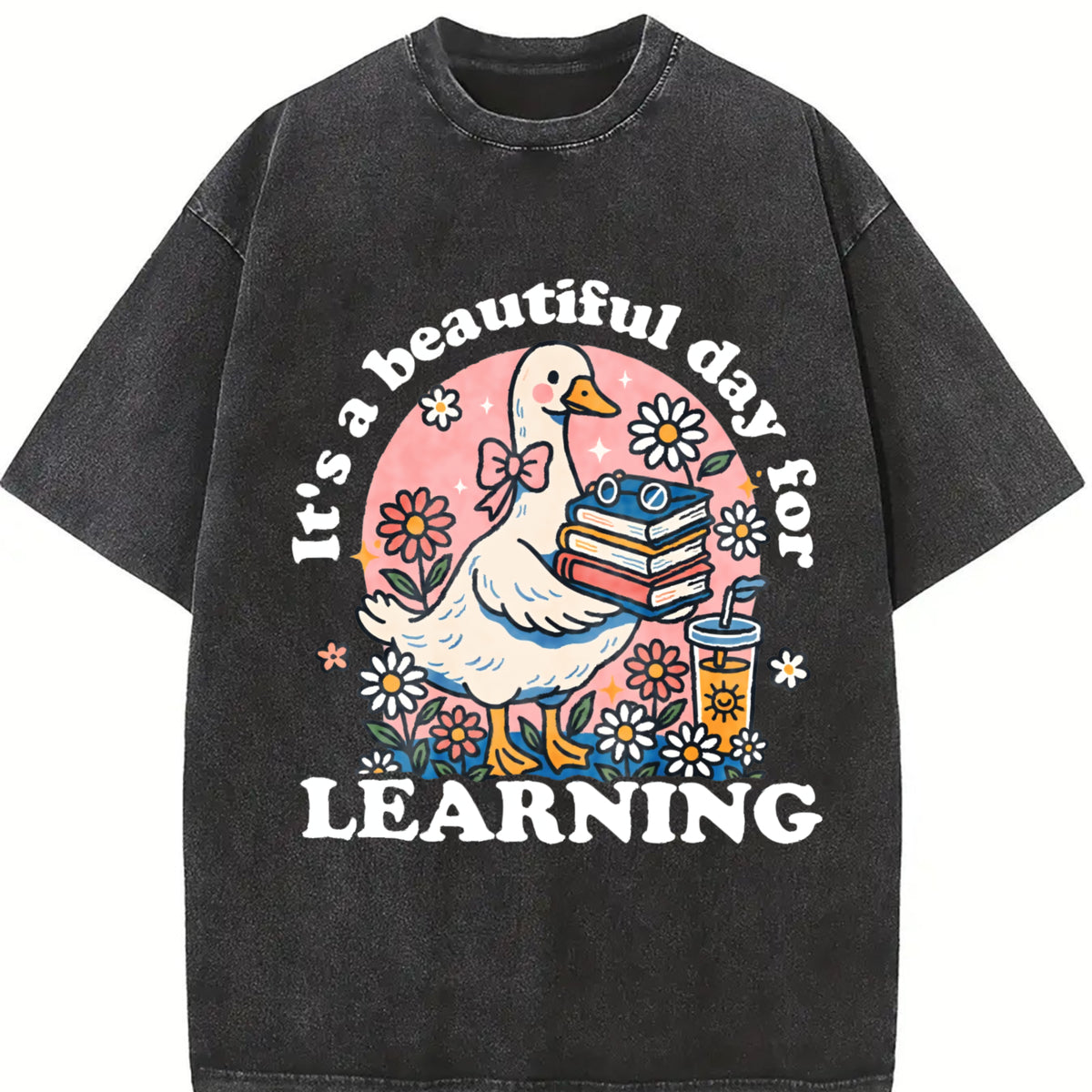 It’s a Beautiful Day for Learning Vintage Washed T-Shirt in Black