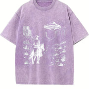 ® Cowboy Western 90s Vintage Washed T-Shirt in Purple