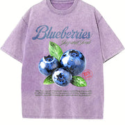 Retro Blueberries Commercial Vintage Washed T-Shirt in Purple