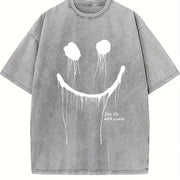 With and Loose Umbrella Hem Vintage Washed T-Shirt in Gray